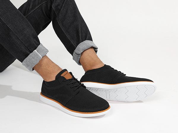 Bruno Marc Men's Breathable Mesh Round Toe Oxford Sneakers with Wedge Heel for Casual Training