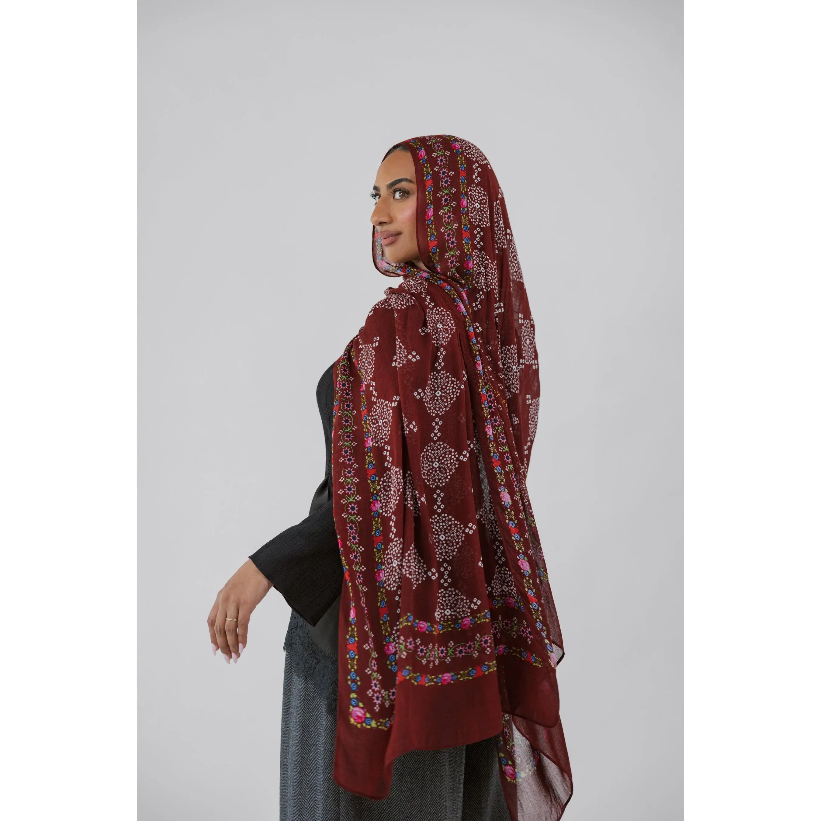 VELA Quam Ki Beti Print Modal Square Hijab, High Coverage Islamic Fashion Turban Square Hijab, High Coverage Square Hijabs, Islamic Fashion Square Hijabs