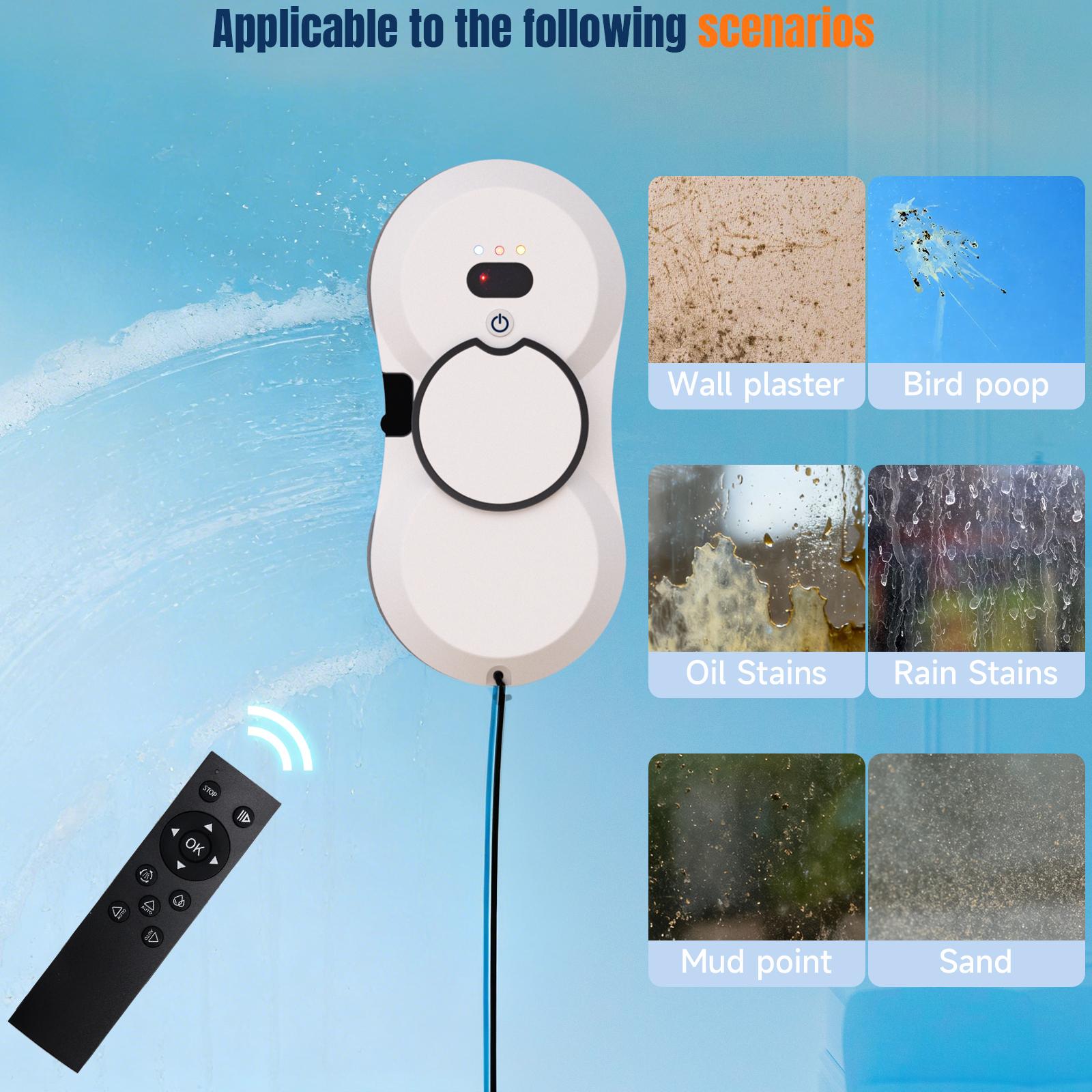 Smart Window Cleaning Robot,3000Pa/5600Pa Auto-Adjust Suction,Multiple Modes,AI Path Edge Clean, Remote Control