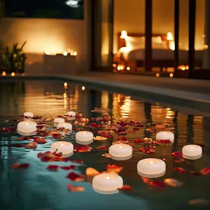 24 PCS Floating Candles Waterproof Tea Light Candles, Battery Operated Flameless Floating Candles for Centerpieces Wedding Party Decoration - Warm White