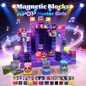 K-Pop Hunter Girl Team Magnetic Building Blocks with LED light-up pieces, Magnetized Construction Set, Fun and Educational Toy for Kids,erfect Easter gift