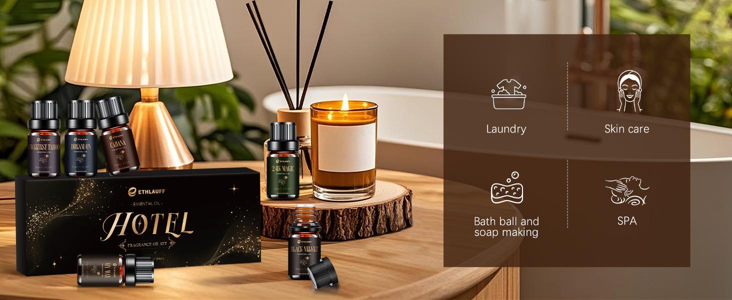 Essential Oil Collection 6x0.34 Fl oz for Diffuser Soap Candle Making Aromatherapy Perfume Fragrance Oil Set Premium Oils for Hotel Relax Men Clean Sleep