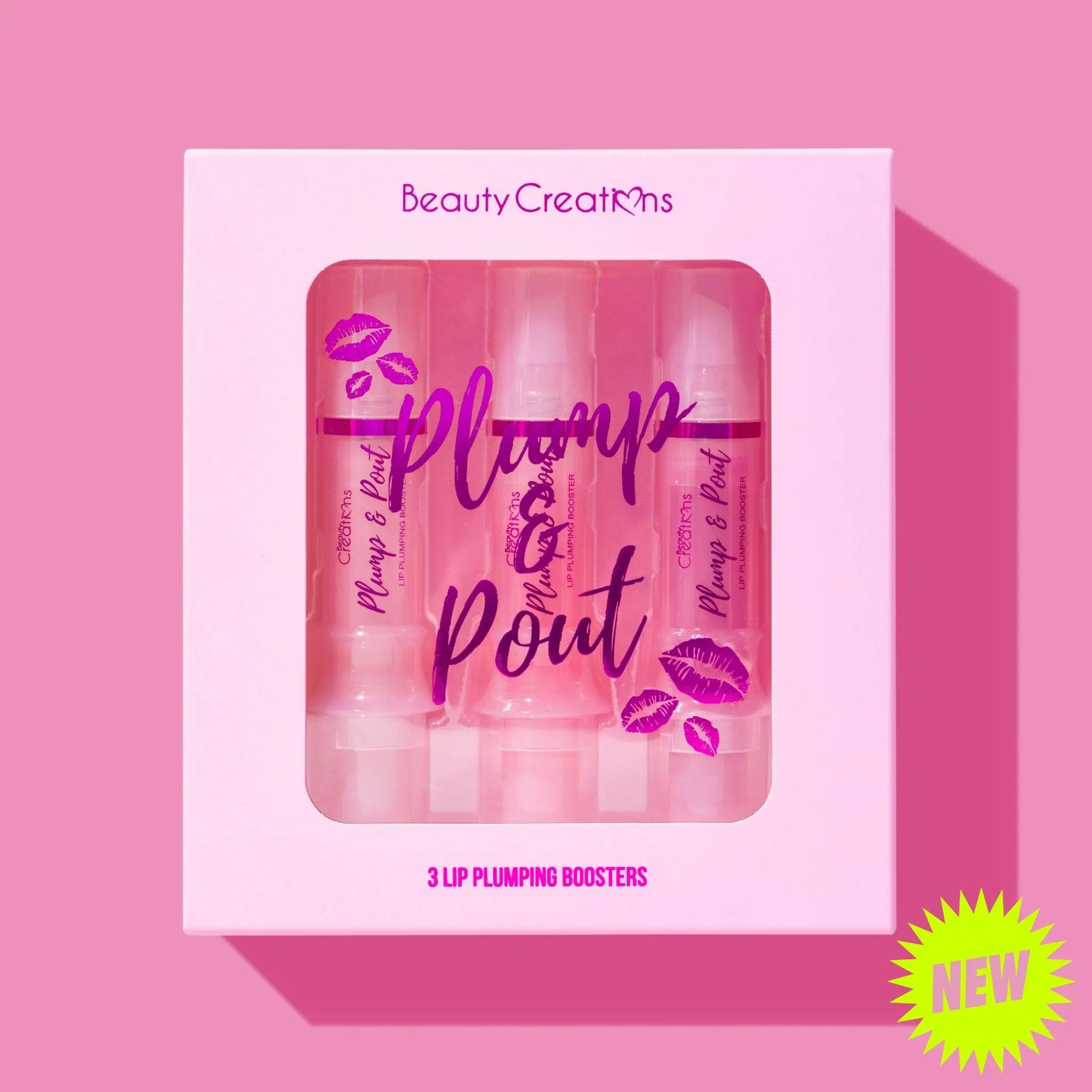 Beauty Creations Plump & Pout Booster Set, 3 Pack Hydrating Gloss with Vitamin E, Volumizing Lip Treatment, Lip Product, Hydrate, Plumps Lips
