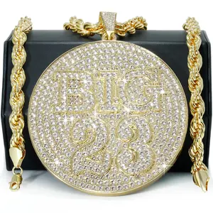 XXL "Big 23" 14k Gold Plated Pendant & Rope Chain