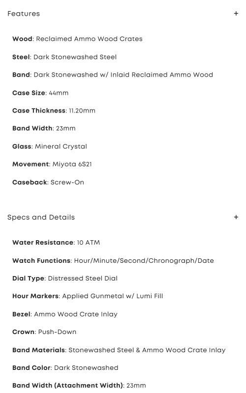 Military Stonewashed Steel Chrono 44mm