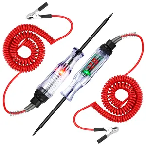 2pcs Automotive Circuit Tester Set - with Retractable Spring Cable 6V 12V 24V DC Voltage Range,Car Electrical Voltage Tester,for Wire,Fuse,Socket use,Repair Tool