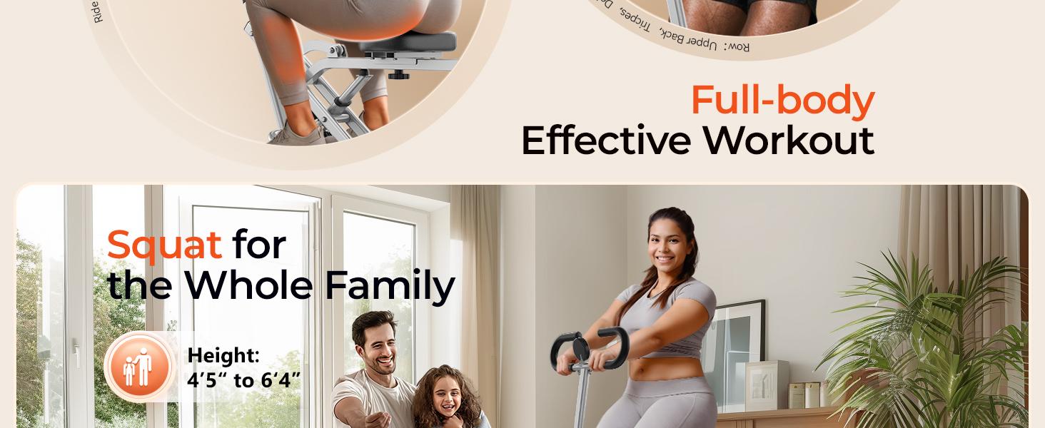 SPORTSROYALS Squat Machine for Home,Rodeo Core Exercise Machine,330lbs Foldable,Adjustable 4 Resistance Bands,Ride & Rowing Machine for Botty Glutes Butt Thighs,Ab Back/Leg Press Hip Thrust