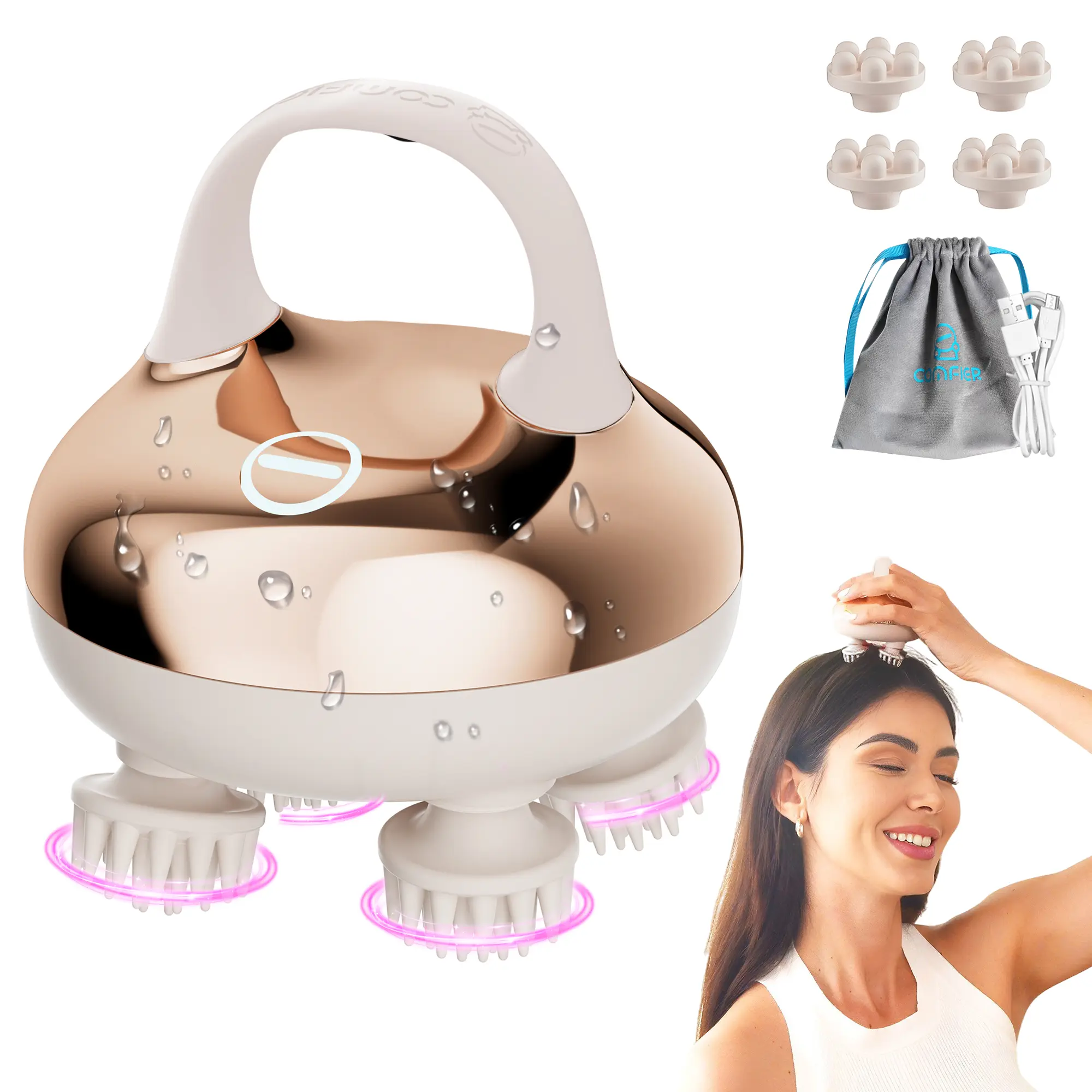 COMFIER Cordless Scalp Massager with 3 kneading Modes, [2026] Gift for Men,Women,Waterproof Head Massage with 8 Claws for Deep Cleansing,Head Scratcher,Body Massager,Cat Massage,dorm essentials,back to school,back to school haul