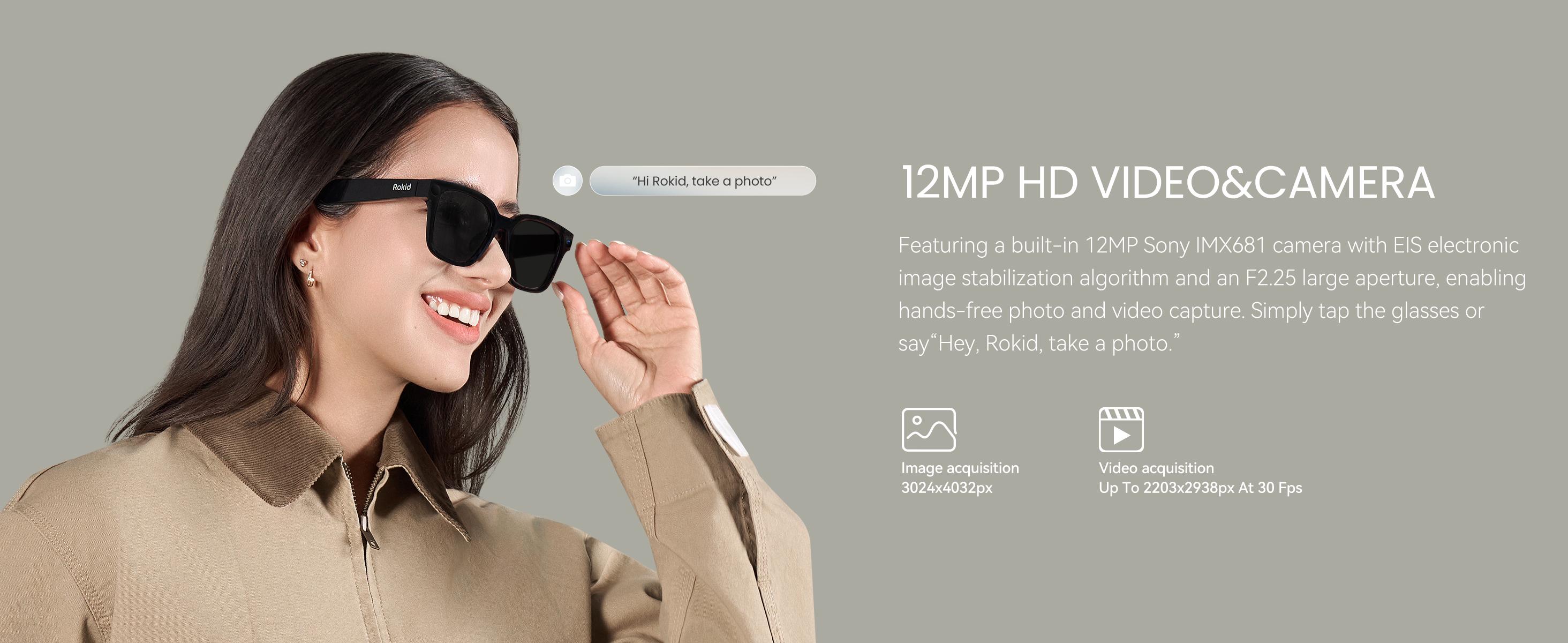 Rokid 2026 AI Glasses Style smart glasses with Gemini3 flash, real-time translation,12MP & 4K Camera, open-ear audio, Lightweight (38.5g), voice-controlled assistant, Hands-Free Calls, Productivity for Travel, Work(no display)