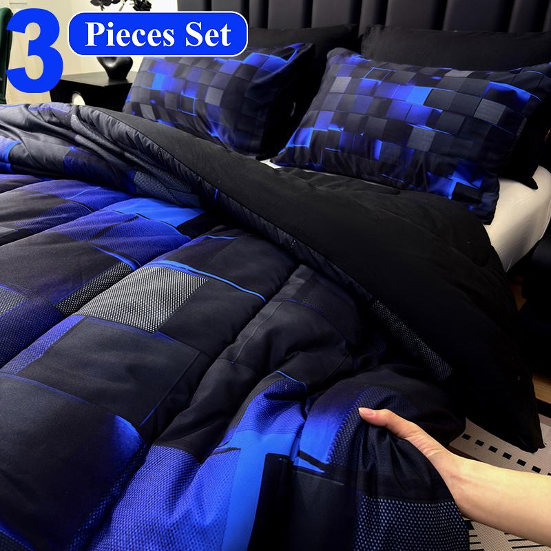 [Valentine’s Day]Four Seasons Technology quilt Set 3/6/7-piece set,digital printing,available all year,a must for avant-garde bedrooms,instantly adding a cyber atmosphere,a modern room is quickly refreshed,technology-themed bedding,bedroom decoration,