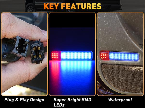 Nilight 2PCS LED Interior Door Panel Light Courtesy Warning Lights Blue and Red Plug and Play Compatible with Chevy GMC C/K Silverado Sierra 1500 2500 3500 HD Suburban Cadillac Escalade Hummer H2 dealsforyoudays