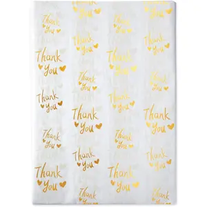 Gold Thank You Tissue Paper Bulk,20" x 14",Gold Thank You Tissue Paper for Packaging,Gift Bags, Graduation,Birthday,Thanksgiving,30 Sheets