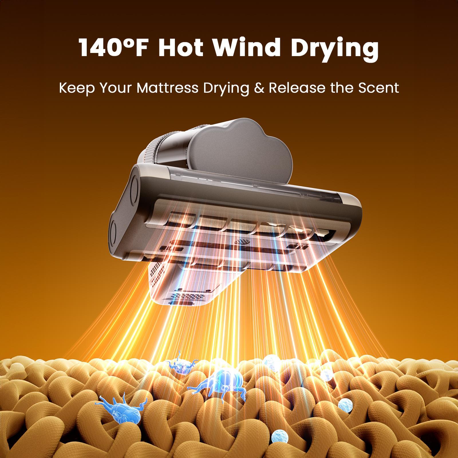 Mattress Vacuum Cleaner for Dust Mites Removal, Handheld Vacuum with UV-C Light & Safe-Temp 140℉ Heat & 20Kpa Powerful Suction & Triple-Cup & Aroma Tablet, Bed Vacuum Cleaner for Bed, Sofa, Couch, Carpet, Pet