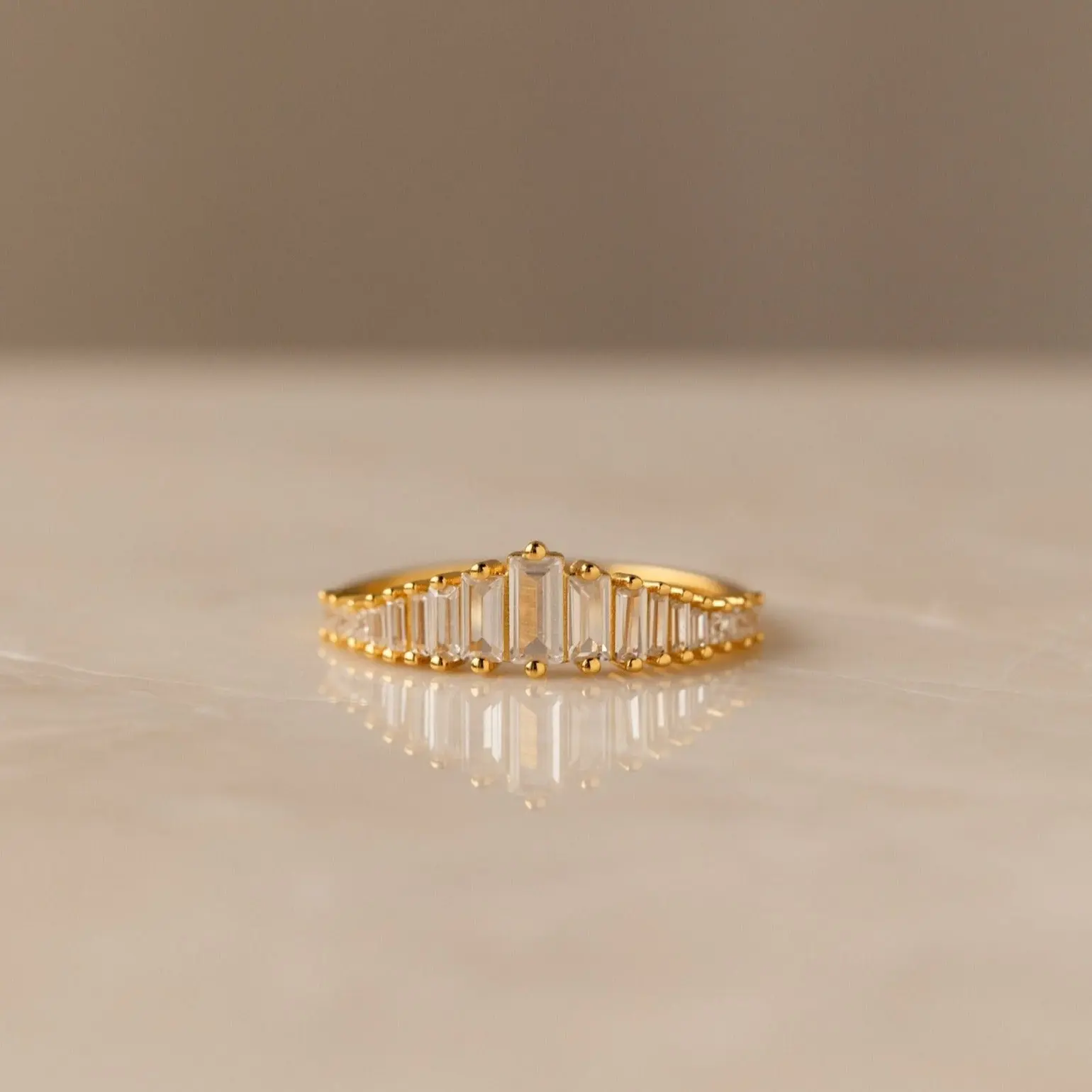 Art Deco Diamond Ring by Caitlyn Minimalist - Vintage Baguette Chandelier Ring - Dainty Engagement Ring - Wedding Jewelry - Gift for Her