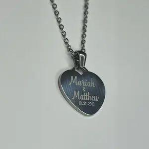 Couples Heart Necklace – Custom Engraved Name and Date, luxury Valentine’s Day necklace gift