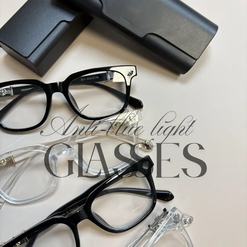 Classic Trendy Blue Light Blocking Glasses - HD Clear Lenses with Diamond-Cut Edge Detail, Stylish Metal Temples for Women and Men, Everyday Computer, Gaming, Reading, and Streetwear Eyewear