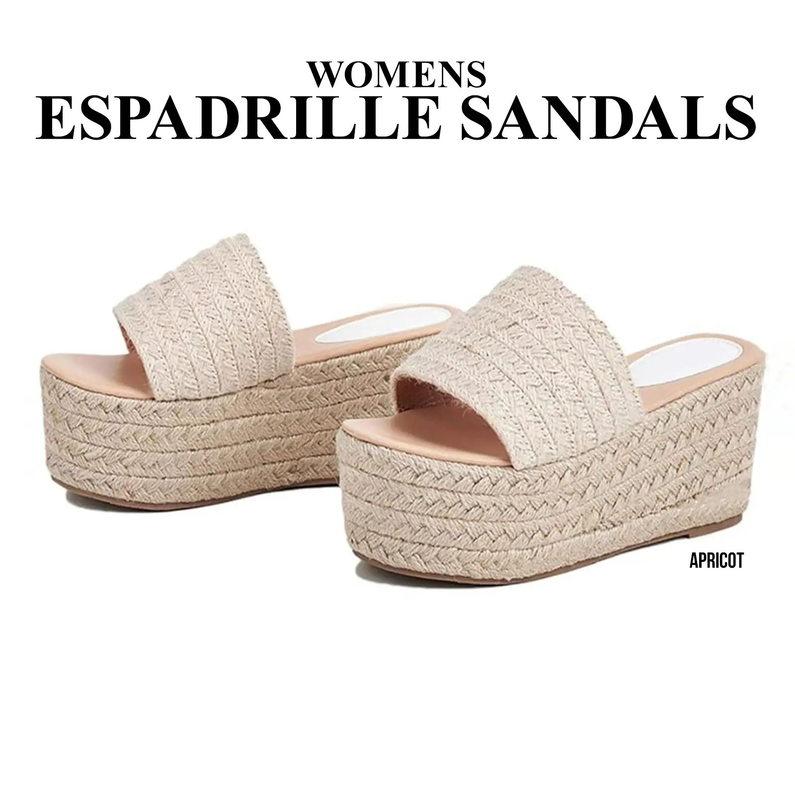 CYNLLIO Womens Espadrille Slide Sandals Platform Wedge Heels Rounded Toe Easy Slip On Comfy Raffia Mule Casual Beach Straw Daily Outing Shoes Deals For You Days