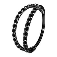 Black Bar+Black CZ (Double Hoop)
