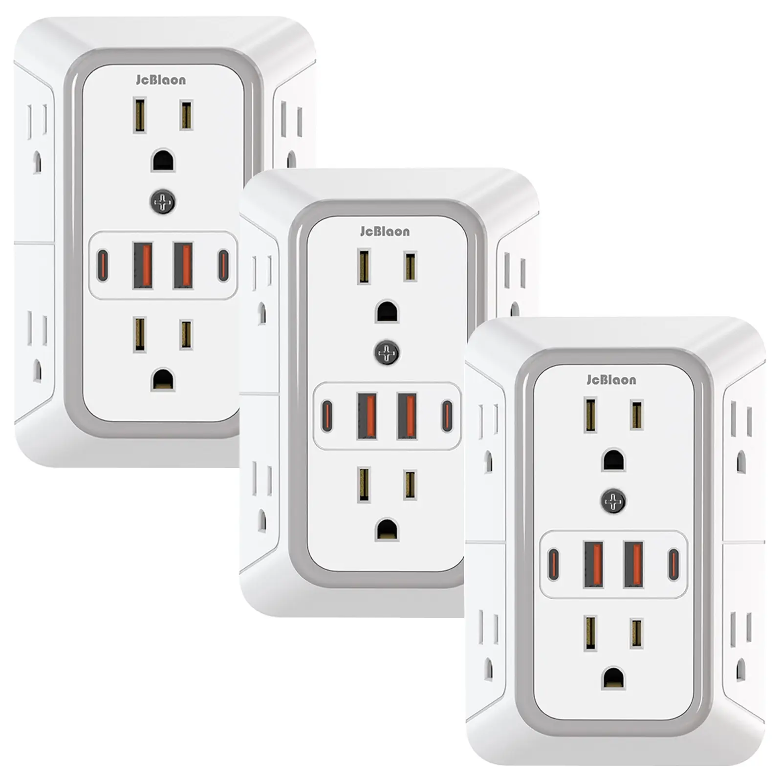 3-Sided Multi-Plug USB Wall Charger, 6-Outlet Surge Protector Power Strip with 4 USB Ports, Multifunctional Power Strip, Multiple Sockets Power Outlets Strip Adapter, Multi Outlets Surge Protector Power Strips for Home, Travel and Office Use