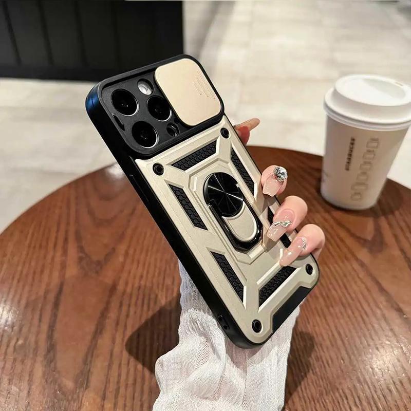 Phone Case For Women Men With Slide Camera Cover And Screen Protector, Rugged Hard Phone Case With Magnetic Stand For iPhone 17 16 15 14 13 12 11 Pro Max Plus Air