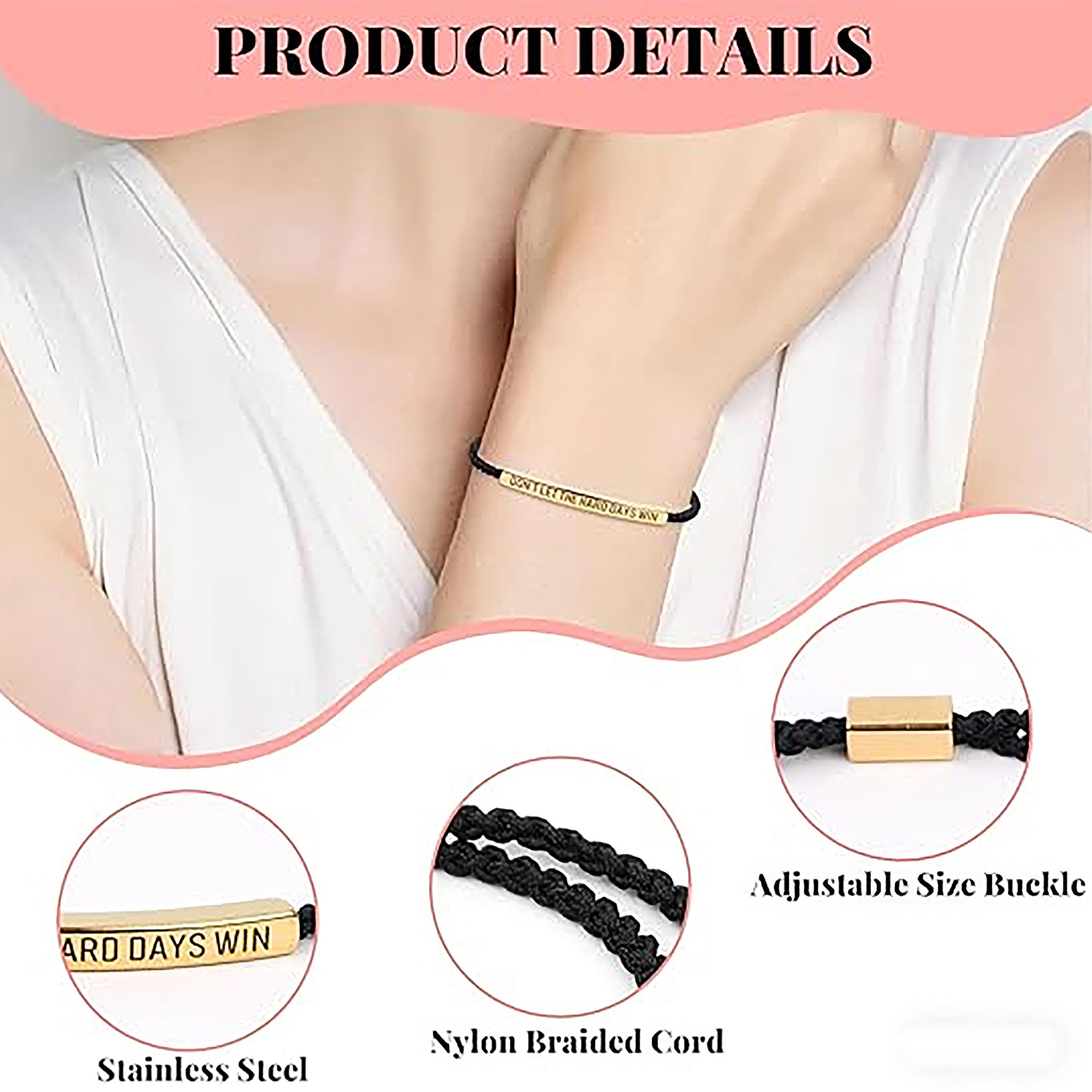 Don't Let The Hard Days Win Bracelet for Women Men Handmade Adjustable Cord Bracelet, Motivational Gift BraceletDaughter/Sister/Friend/Teen Jewelry Gift