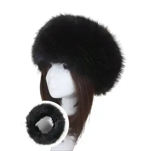 1pc Women's Solid Black Fuzzy Headband Earwarmer Hairband Warm Polyester Winter Fluffy Hat for Fall/Winter Party Outfits