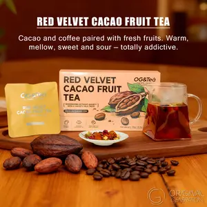 Red Velvet Cacao Fruit Tea 85g(8.5g×10packs) With Cacao Fruit Coffee Granules Longan Rose Diced Apple Hawthorn Mulberry Beetroot Ginger Strips