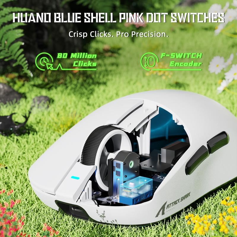 ATTACK SHARK X8SE Wireless Gaming Mouse,Adjustable 25K DPI PAW3311 Optical Sensor,Ergonomic 59g Lightweight,Triple Modes 2.4G/BT/USB-C,500mAH Battery,5 Programmable Buttons for PC/Mac