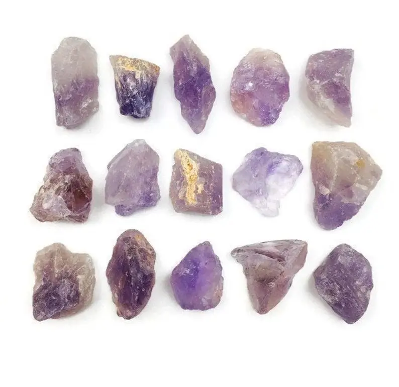 Premium Grade Natural Brazil Rough Cut Amethyst Crystals - 8 oz Bulk Rock Tumbling Stones, Home Decor Room Accents