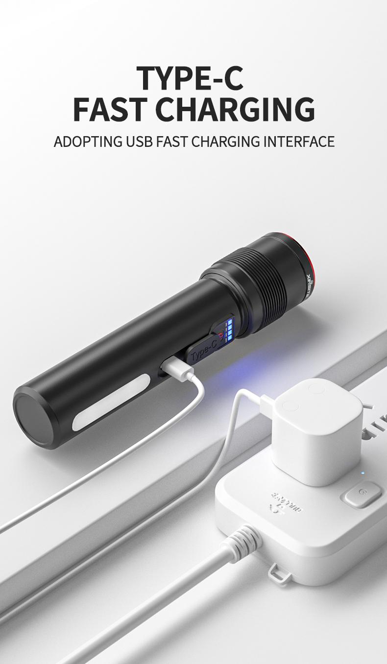 High Lumens LED Tactical Flashlight – 4 Light Modes, Zoomable, Waterproof, Rechargeable, Batteries Included – Perfect for Outdoor, Camping, and Emergency