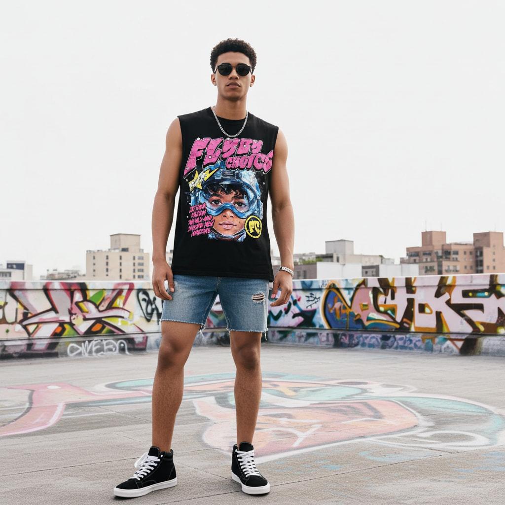 Sopula Studio Men's Fly By Choice Graphic Round Neck Casual Tank Top