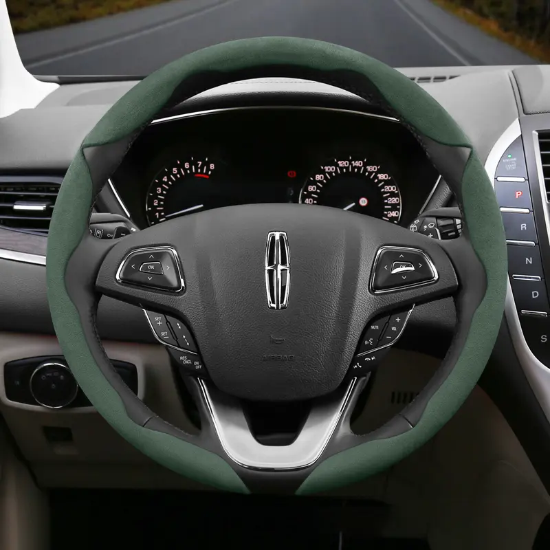 Winter Suede Anti-slip Ultra-thin Steering Wheel Cover for Lincoln Segmented Steering Wheel Accessory, Universal for All Seasons, Black, Green, Red, Orange Suitable for Navigator Aviator  Corsair  Nautilus Continental MKZ MKC  MKX  MKT Town Car