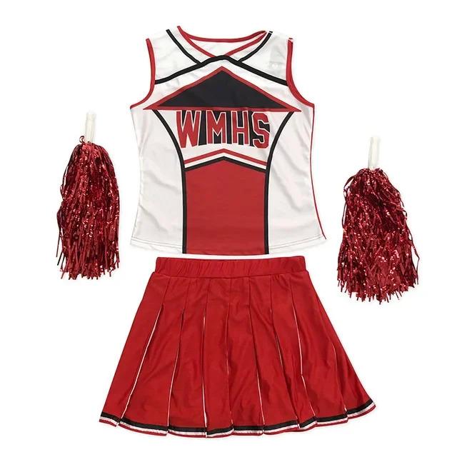 High School Glee Club Girls Cheerleader Costume Cheerful Style Cheerleader Team Cheerleader Cheerios Costume Fancy Dress Uniform Back Smoothing Comfort Bra with Shapewear Women's Ribbed Seamless Yoga Shorts Red Knit Casual Dot Blouse Ruffle Trim Maxi Dres