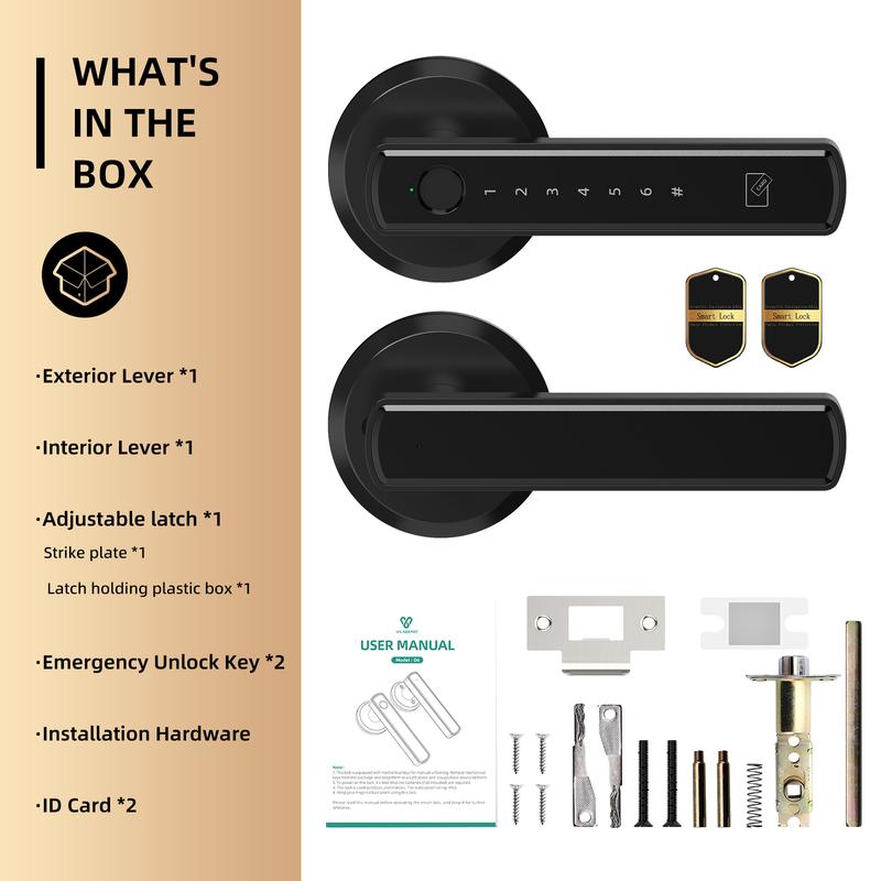 Smart Fingerprint Door Lock,Keyless Entry Handle,Biometric tech & App Control knob for Room,Garage,Office,Apartment,Local Data Storage