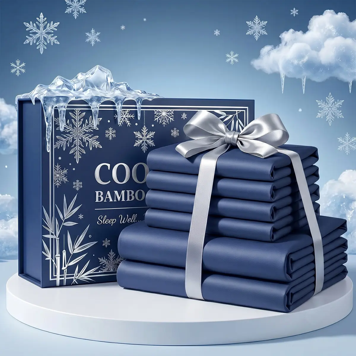 Jollyvogue 6-Pcs Microfibre Extra Deep Pocket Bamboo Bed Sheet Set - Hotel Style Bedding, Cooling Bedding, 16" Deep Fit, Breathable, Soft, Wrinkle-Free, Machine Washable for Full/Queen/King (203cm*198cm) Mattresses, Room Decor, Bamboo Sheets, Skin-Friendl