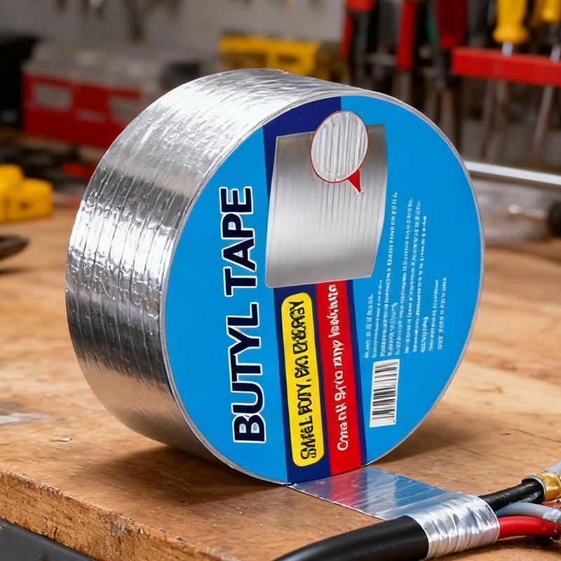 （5.91 in*16.4 ft）Waterproof tape leakage patch butyl tape roof leakage roof color steel tile cracks self-adhesive aluminum foil waterproofing volume