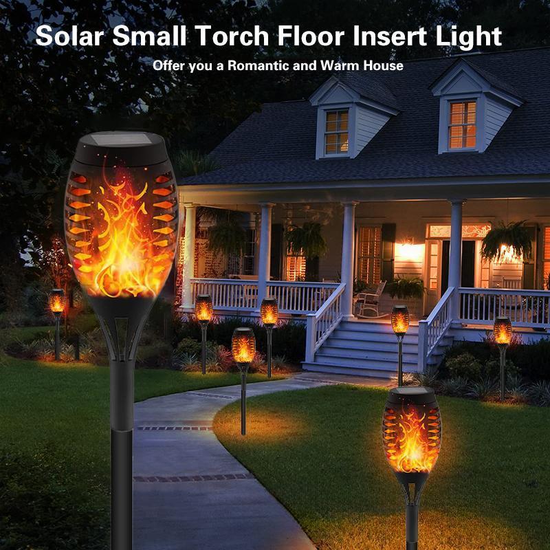 【BougeRV 20.5 inch Solar Powered Fire Flame Design Garden Light】4 Counts Outdoor Flame Effect Ground Plug Light, Lawn Lights, Outdoor Lights, Decorative Outdoor Atmosphere Light for Yard, Garden, Lawn