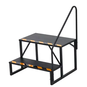 Garvee 2 Step RV Stairs with Handrail - Portable Hot Tub Steps & Outdoor Ladder for Camper, Trailer, Mobile Home | Non-Slip Tread