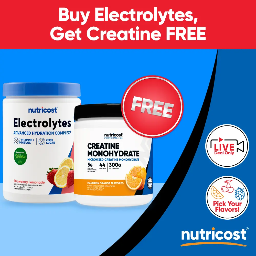 Nutricost Electrolytes Powder & Nutricost Micronized Creatine Monohydrate Powder Supplement Bundle