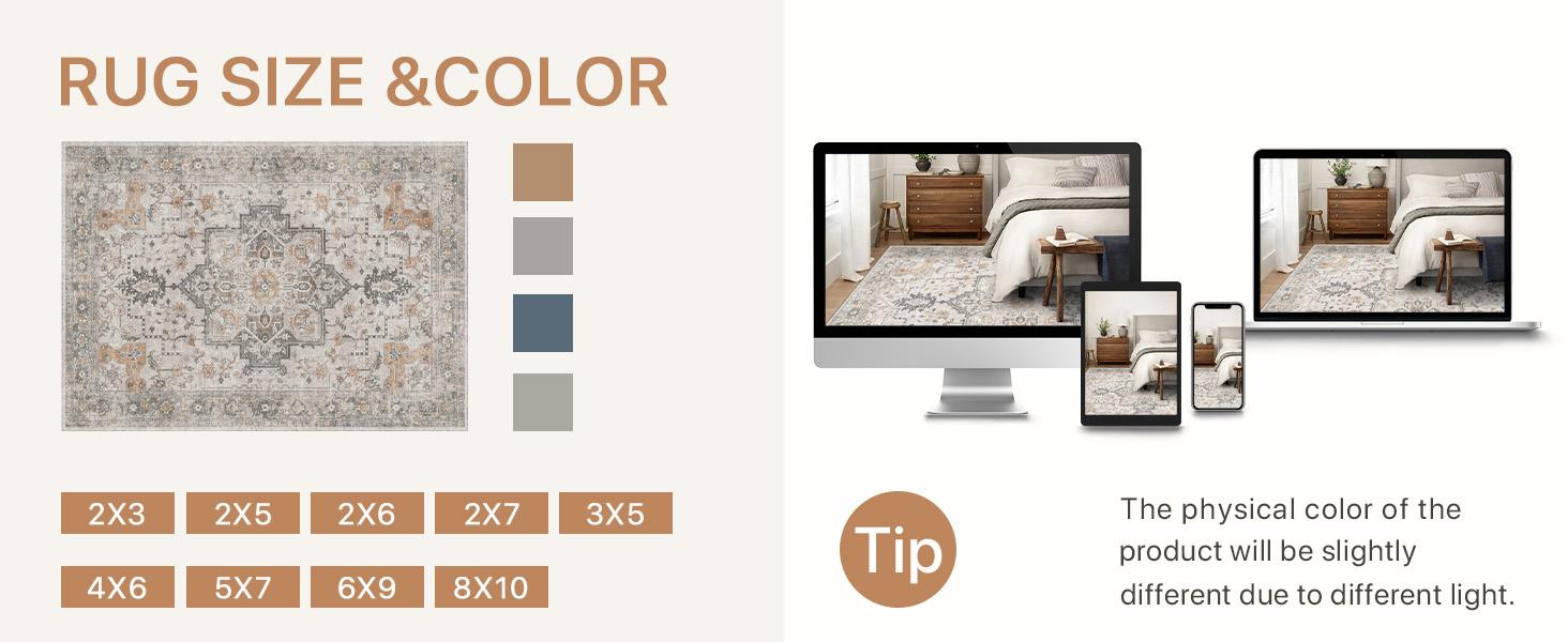 GENIMO Runner Rug Machine Washable Non Slip Vintage Hallway small rug,Motherhood Low Pile Lightweight Rugs for Indoor Entryway, Hallway, Kitchen and Corridor