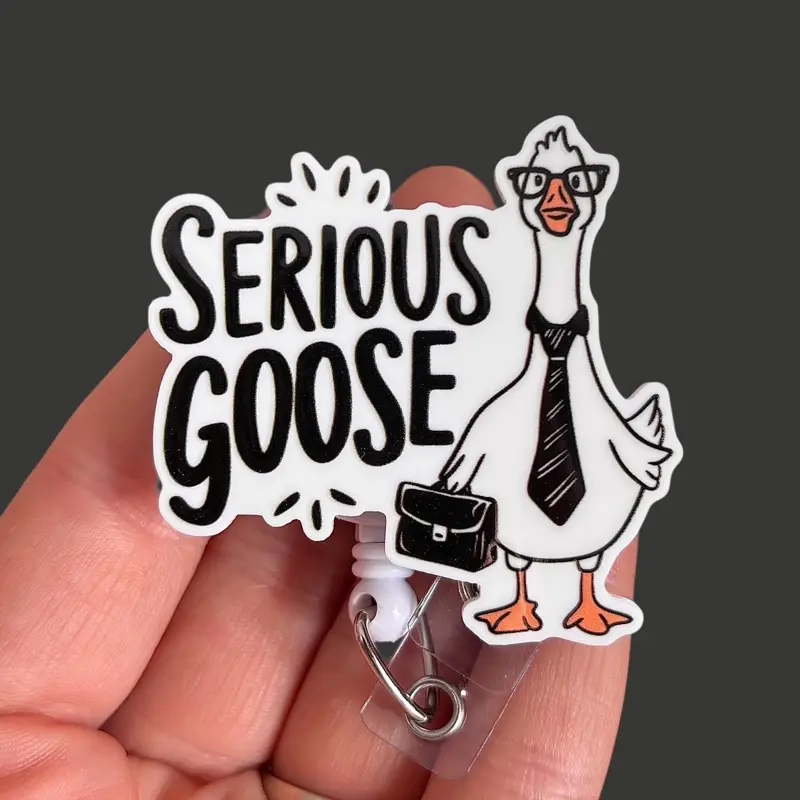 Glitter My Badge Silly goose badge reel for nurse and hospital workers. Badge clip for men - Badge pull - Retractable swivel clip with a 360 rotation. Great gift for coworker.