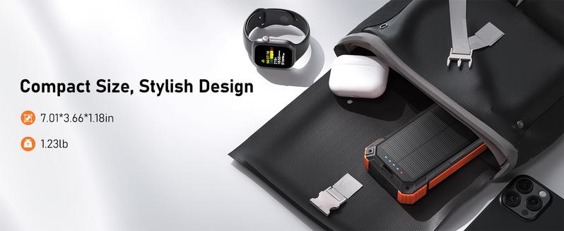 Solar Power Bank 49800mAh | 15W Wireless Charging | Built-in 4 Cables | 22.5W PD Fast Charging | Rugged Outdoor Power Bank for All Devices