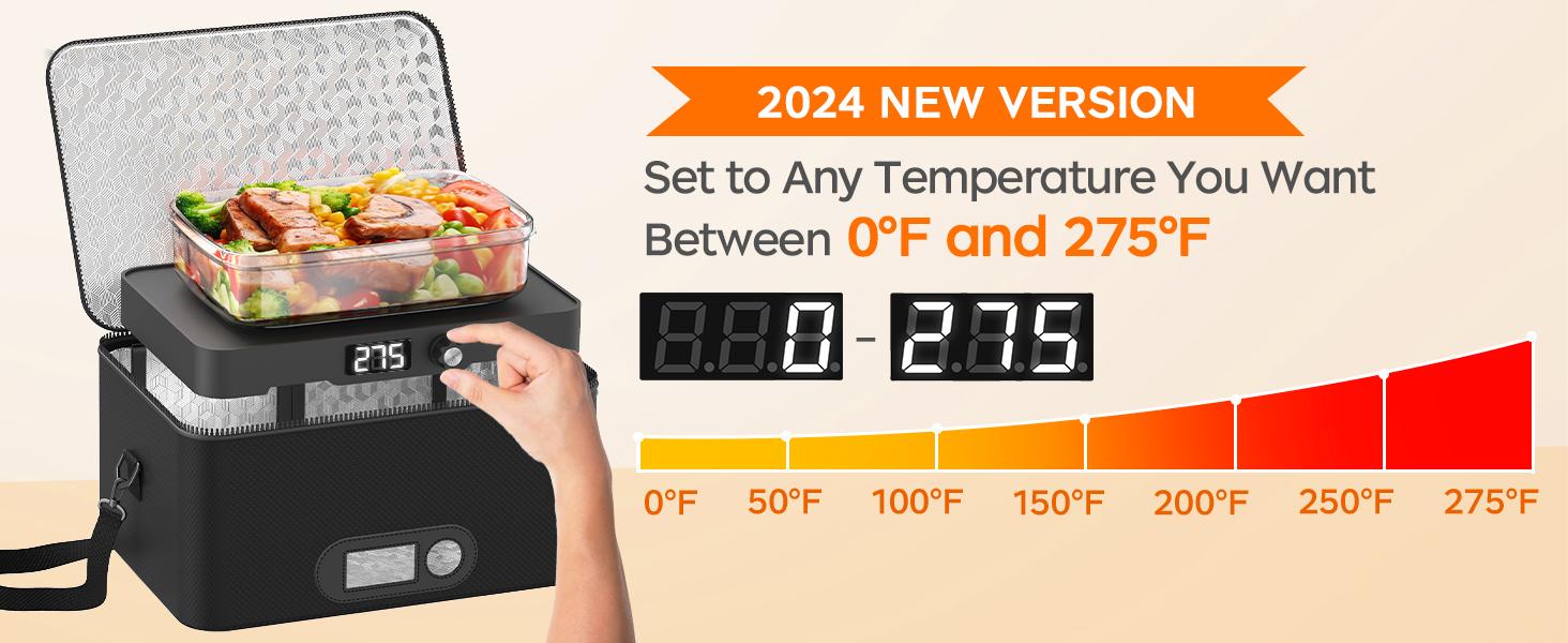 CuLiDing Portable Oven-12V/24V/110V-240V Food Warmer&Heated Lunch Box for Road Trips/ Camping/ Picnics/ Family Gatherings&Tableware(Black)