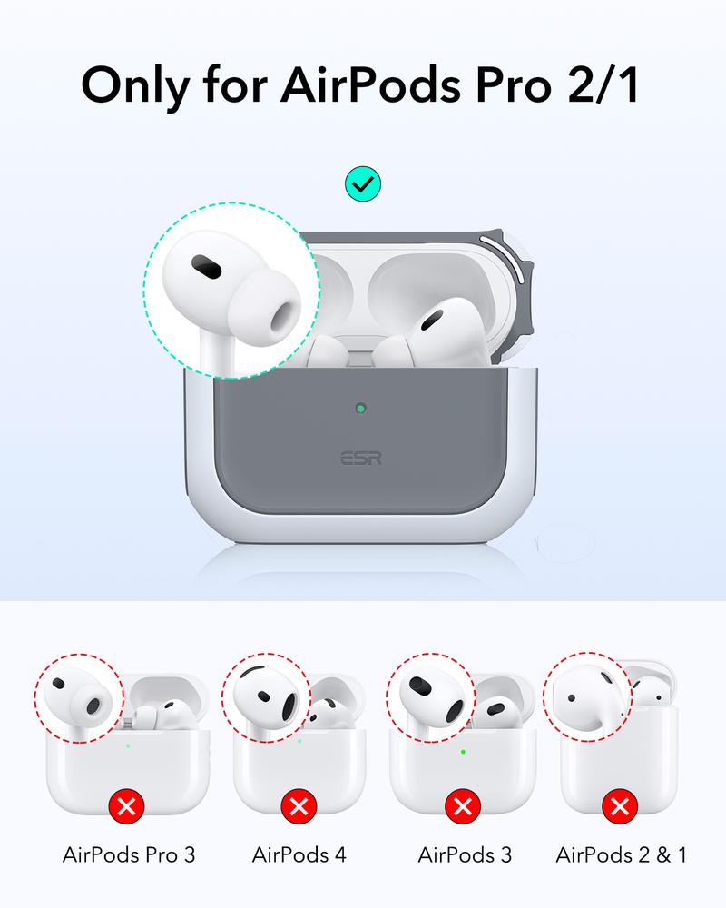 ESR for AirPods 4 Case, Airpods Pro Case 2nd/1st Gen (2023/2022/2019) Case (HaloLock), Compatible with MagSafe, Full Drop Protection Cover with Lanyard, Magnetic Lid Lock, Orbit Hybrid Series