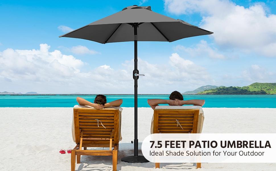 【On Sale】 Yaheetech 7.5/9/10FT Patio Umbrella w/ Push Button Tilt and Crank, Outdoor Garden Table Umbrella for Garden, Deck, Backyard, Pool, Beach