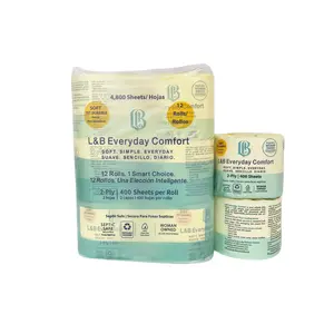 L&B Soft 2-Ply Daily Toilet Tissue, 12-Pack Bathroom Sheet Home Care Supplies