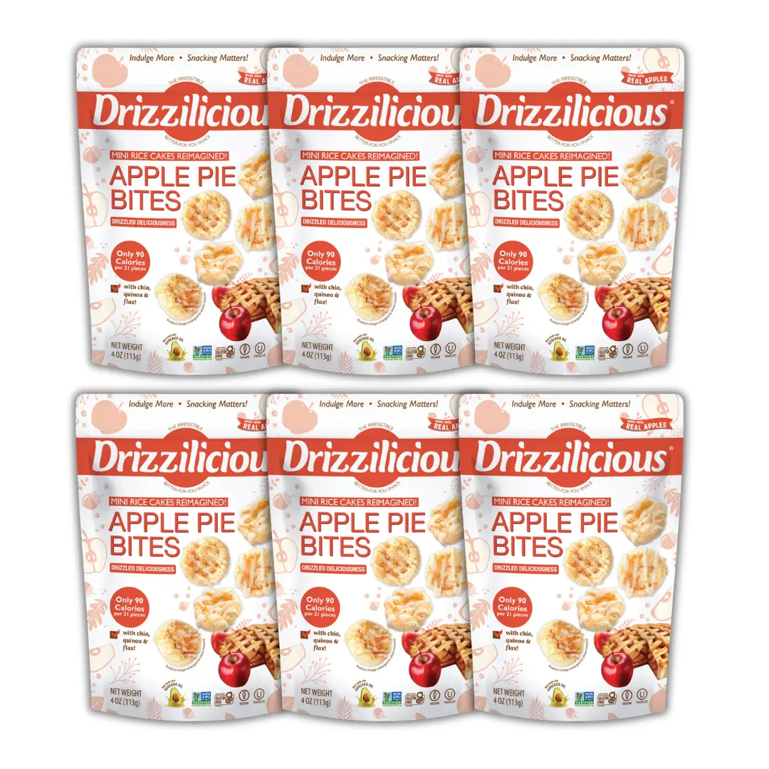 NEW! 6 Pack Drizzilicious Apple Pie Mini Rice Cakes  - 4oz Bags