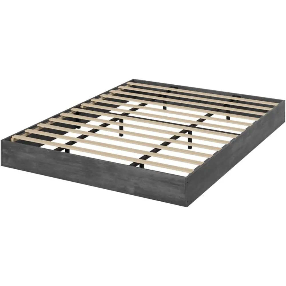 Grey Minimalist Lift-Up Storage Wood Platform Bed Frame - Twin, Full, Queen, King Sizes, No Headboard, Wood Slat Support, No Box Spring Needed, Easy Assembly, for Modern Bedrooms, Full Size Bed