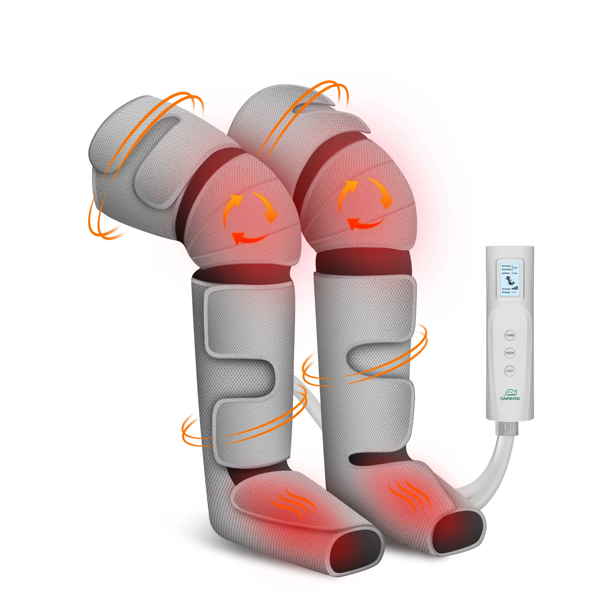 Snailax Leg Massager for Circulation and Pain, FSA or HSA Eligible, Leg Massager Machine with Heat and Air Compression, 3 Modes & 3 Intensity, Leg Calf Foot Wraps Massage Boots,Gifts Light Gray Adjustable