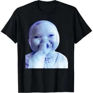 Funny AI Baby Holding Laugh Meme Viral Trend T-Shirt